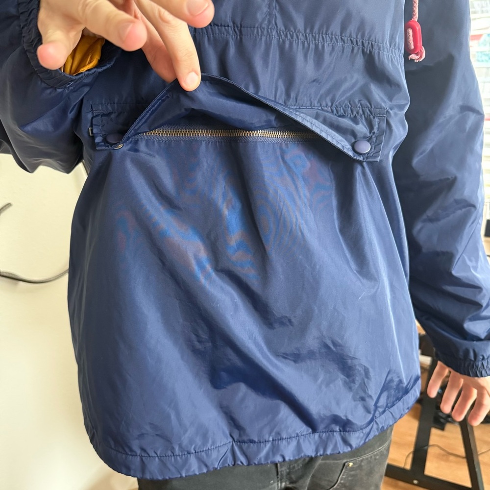 💀 SOLD 💀 Vintage 90s Hooded Anorak Nylon Windbreaker Jacket Blue & Yellow Gap M - Picture 6 of 10